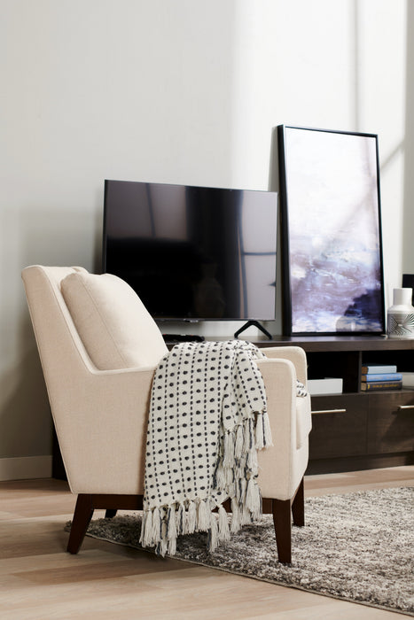 Adel Linen-Look Fabric Accent Chair - Beige