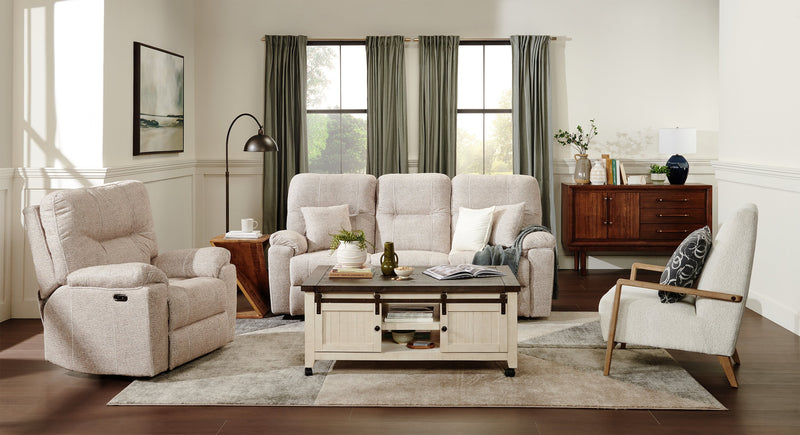Adley 28\" Alabaster White Chenille Fabric Accent Chair with Wood Armrests and Legs