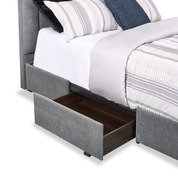 Amos Charcoal Upholstered Storage Bed with Channel Headboard - Queen