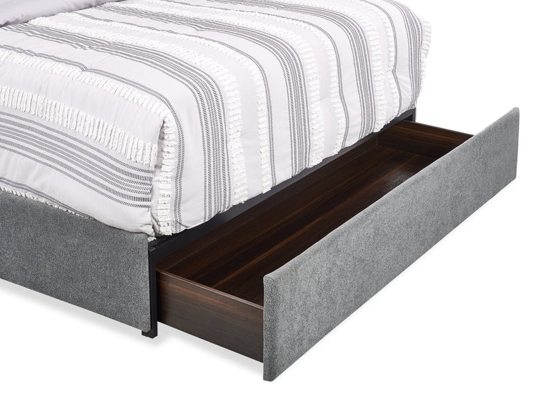 Amos Charcoal Upholstered Storage Bed with Channel Headboard - Queen
