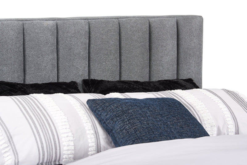 Amos Charcoal Upholstered Storage Bed with Channel Headboard - Queen