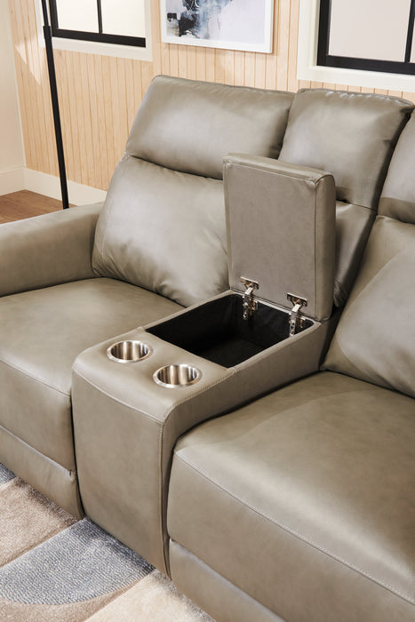 Chateau d’Ax Angelo 75.59\" Genuine Leather Power Reclining Loveseat with Power Headrests - Grey