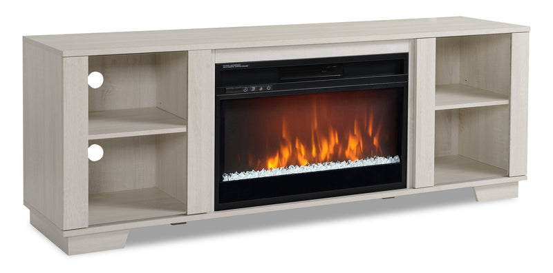 Antoni 62” TV Stand with Crystal Ember Firebox - White