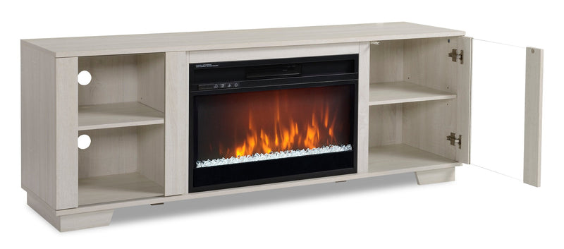 Antoni 62” TV Stand with Crystal Ember Firebox - White