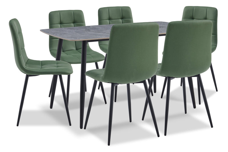 Arlo 7-Piece Dining Set - Green