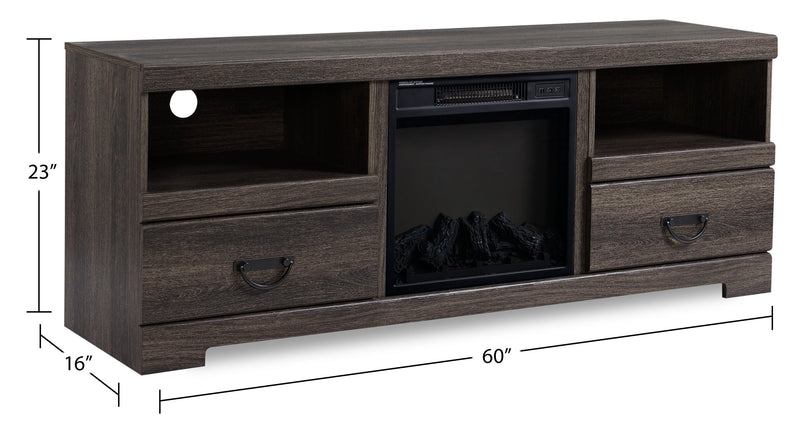 Asher 60\" TV Stand with Log Fireplace
