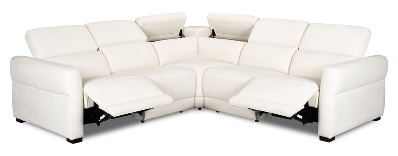 Cindy Crawford Home Aspen 3-Piece Power Reclining Sectional with Adjustable Headrests and USB Port - Alabaster