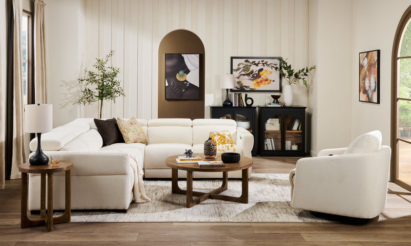 Cindy Crawford Home Aspen 3-Piece Power Reclining Sectional with Adjustable Headrests and USB Port - Alabaster