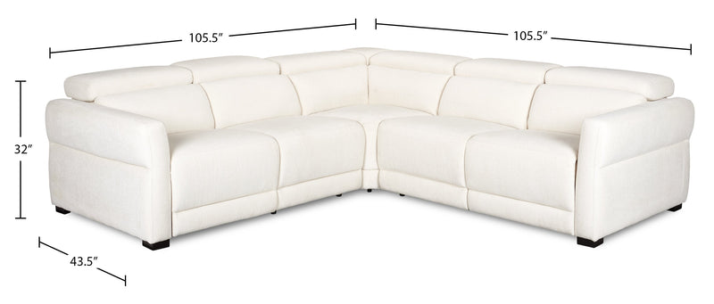 Cindy Crawford Home Aspen 3-Piece Power Reclining Sectional with Adjustable Headrests and USB Port - Alabaster