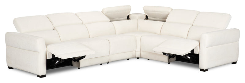 Cindy Crawford Home Aspen 4-Piece Power Reclining Sectional with Armless Chair - Alabaster 