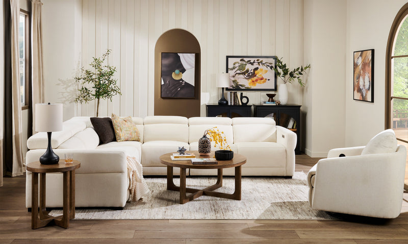 Cindy Crawford Home Aspen 4-Piece Power Reclining Sectional with Armless Chair - Alabaster 