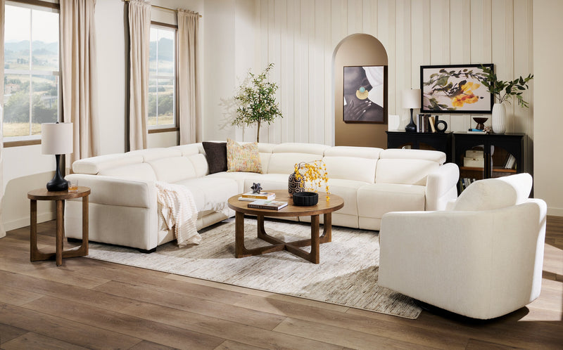 Cindy Crawford Home Aspen 4-Piece Power Reclining Sectional with Armless Chair - Alabaster 