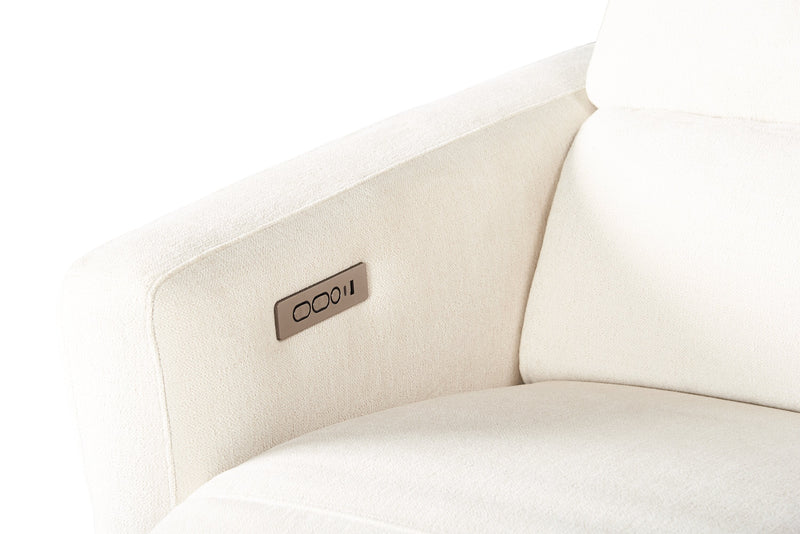 Cindy Crawford Home Aspen 4-Piece Power Reclining Sectional with Armless Chair - Alabaster 