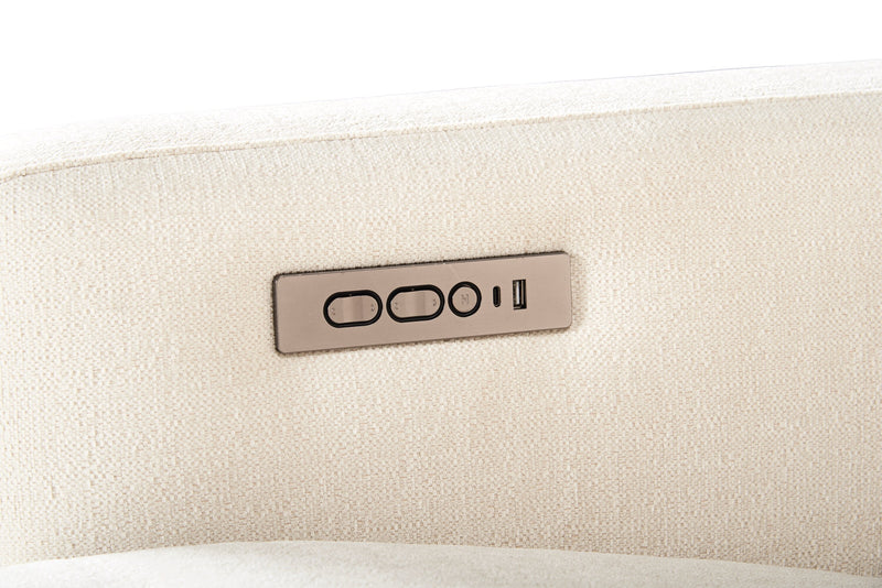 Cindy Crawford Home Aspen 5-Piece Power Reclining Sectional with Adjustable Headrests and USB Port - Alabaster