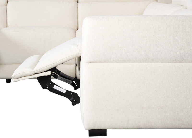 Cindy Crawford Home Aspen 4-Piece Power Reclining Sectional with Armless Chair - Alabaster 
