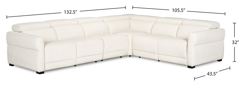 Cindy Crawford Home Aspen 4-Piece Power Reclining Sectional with Armless Chair - Alabaster 