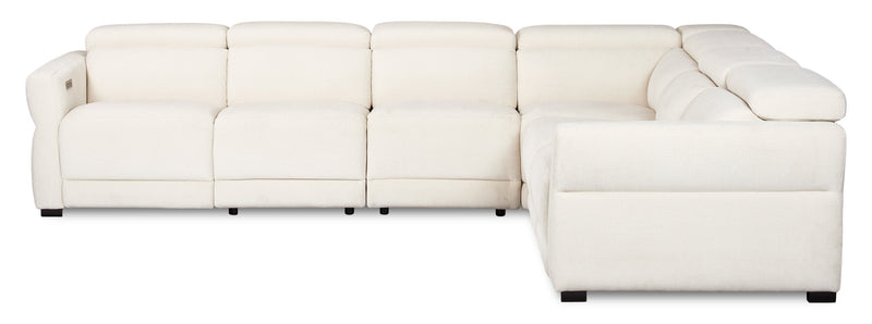 Cindy Crawford Home Aspen 4-Piece Power Reclining Sectional with Armless Chair - Alabaster 