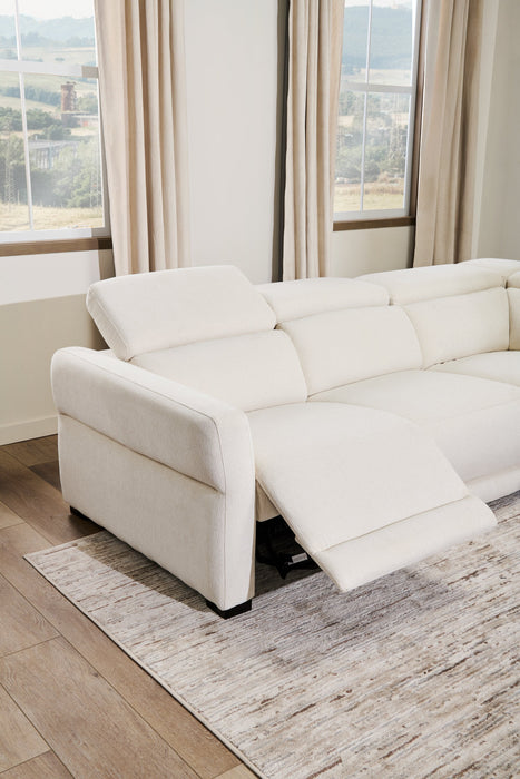 Cindy Crawford Home Aspen 4-Piece Power Reclining Sectional with Armless Chair - Alabaster 