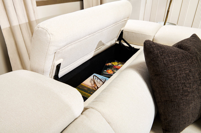 Cindy Crawford Home Aspen 4-Piece Power Reclining Sectional with Armless Chair - Alabaster 
