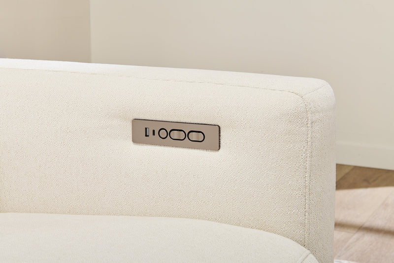 Cindy Crawford Home Aspen 4-Piece Power Reclining Sectional with Armless Chair - Alabaster 