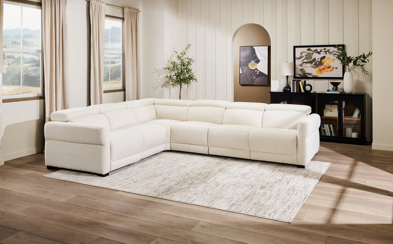 Cindy Crawford Home Aspen 4-Piece Power Reclining Sectional with Armless Chair - Alabaster 