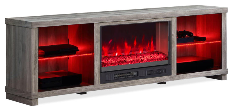 Aurora 72\" TV Stand with Crystal Ember Firebox