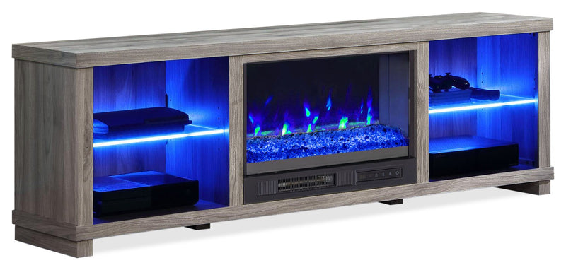 Aurora 72\" TV Stand with Crystal Ember Firebox