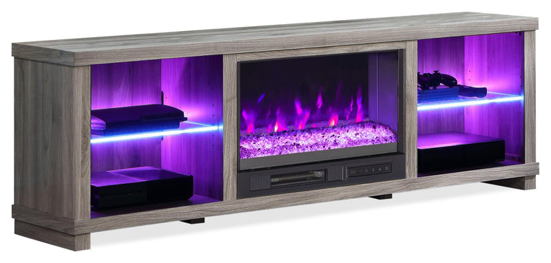 Aurora 72\" TV Stand with Crystal Ember Firebox