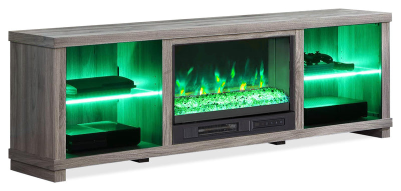 Aurora 72\" TV Stand with Crystal Ember Firebox