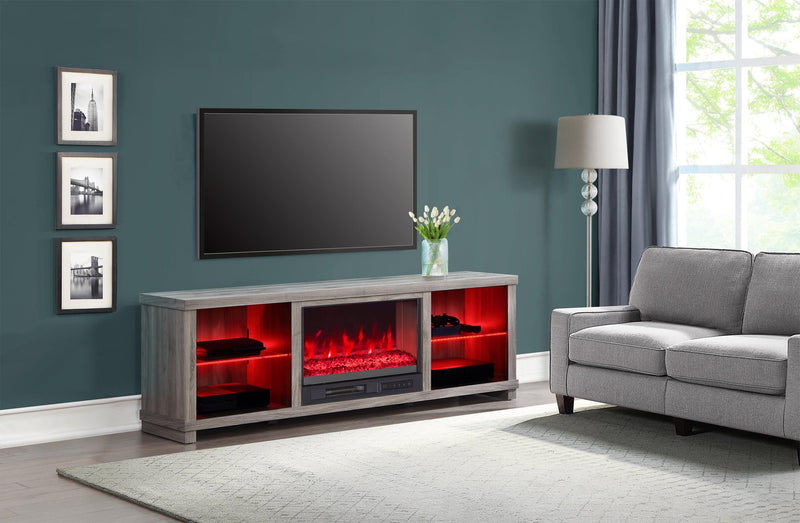 Aurora 72\" TV Stand with Crystal Ember Firebox