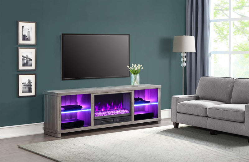 Aurora 72\" TV Stand with Crystal Ember Firebox