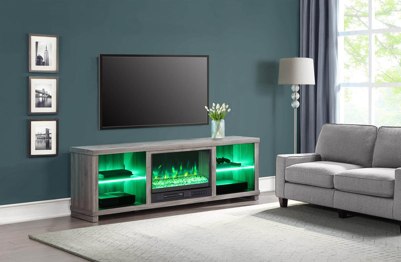 Aurora 72\" TV Stand with Crystal Ember Firebox