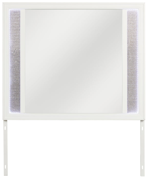 Ava Bedroom Dresser Mirror with LED Light, Glam - White 