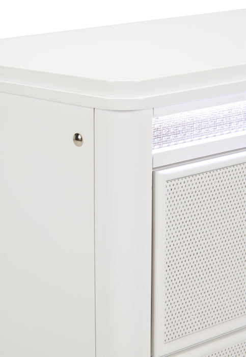 Ava Bedroom Chest of Drawers with LED Light, 5-Drawer, 40.5\"W x 54.1\"H, Glam - White 