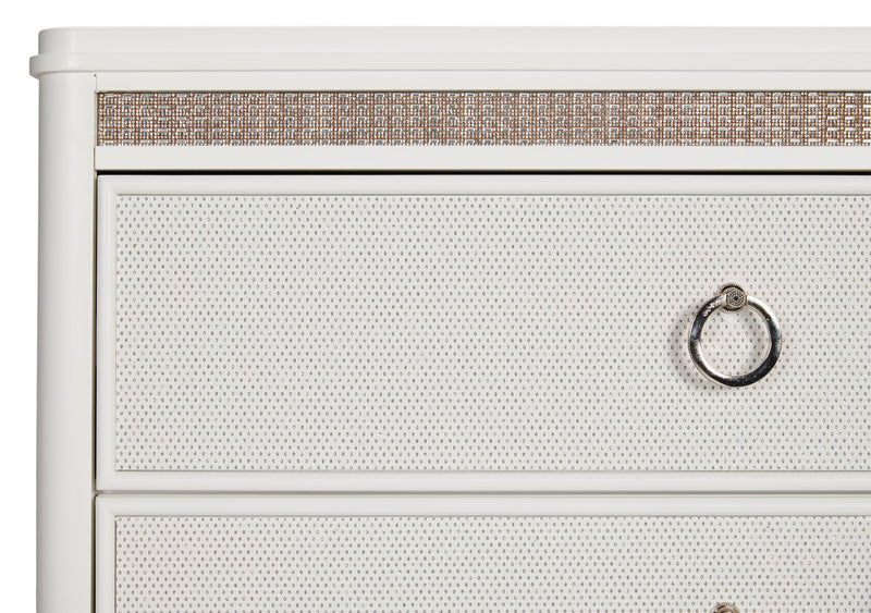 Ava Bedroom 7-Drawer Dresser with LED Light, 67\"W x 39\"H, Glam - White 