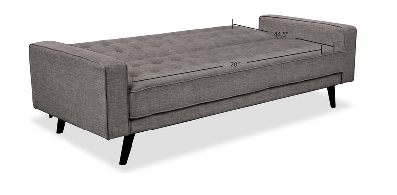 Avery Linen-Look Fabric Futon - Grey