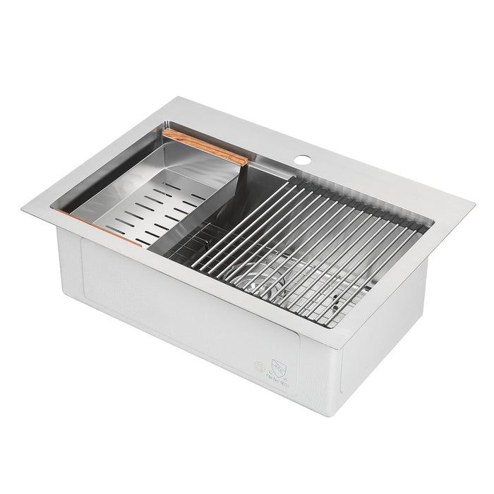 Ancona 30\" Drop-In Workstation Kitchen Sink - AN-3128