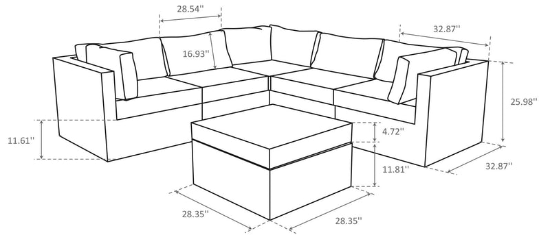 Barbados Patio Ottoman - Grey