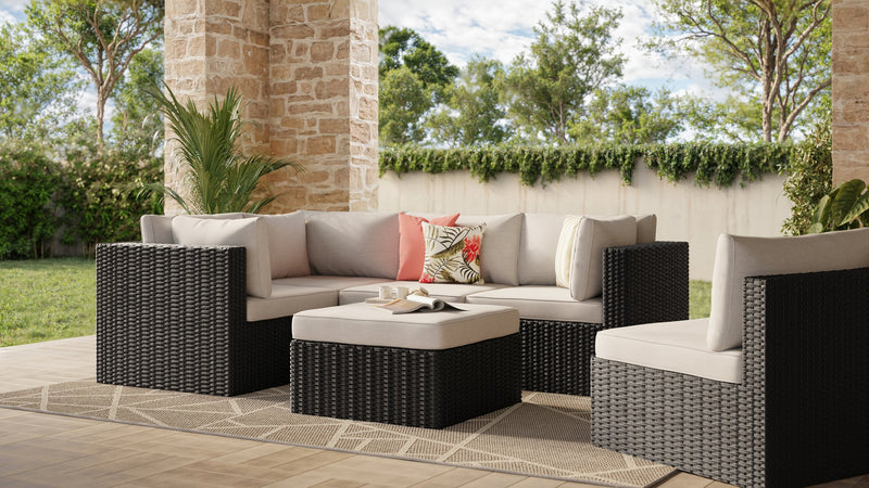 Barbados 6-Piece Patio Set with Ottoman – Grey