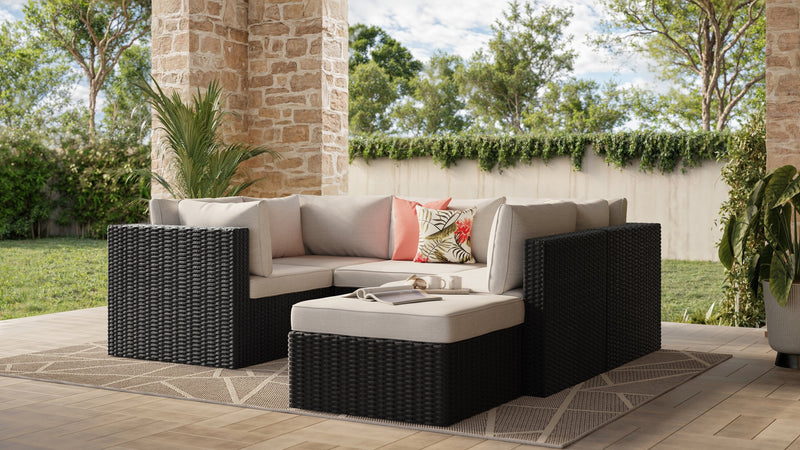 Barbados 6-Piece Patio Set with Ottoman – Grey