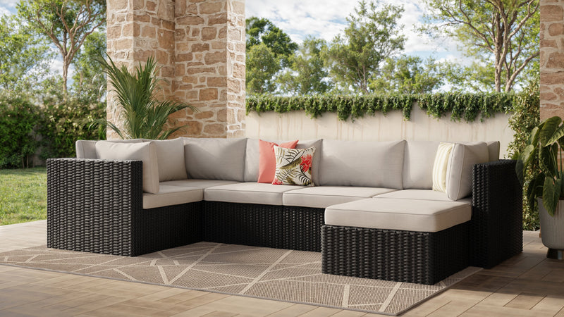 Barbados 6-Piece Patio Set with Ottoman – Grey
