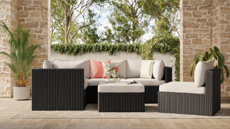 Barbados 6-Piece Patio Set with Ottoman – Grey