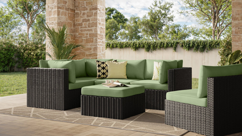 Barbados 6-Piece Patio Set with Ottoman – Green 