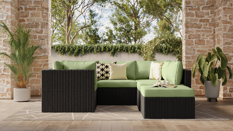 Barbados 6-Piece Patio Set with Ottoman – Green 