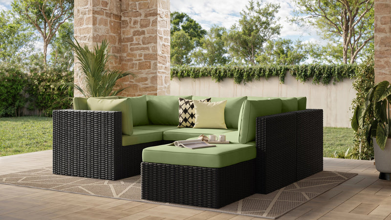 Barbados 6-Piece Patio Set with Ottoman – Green 