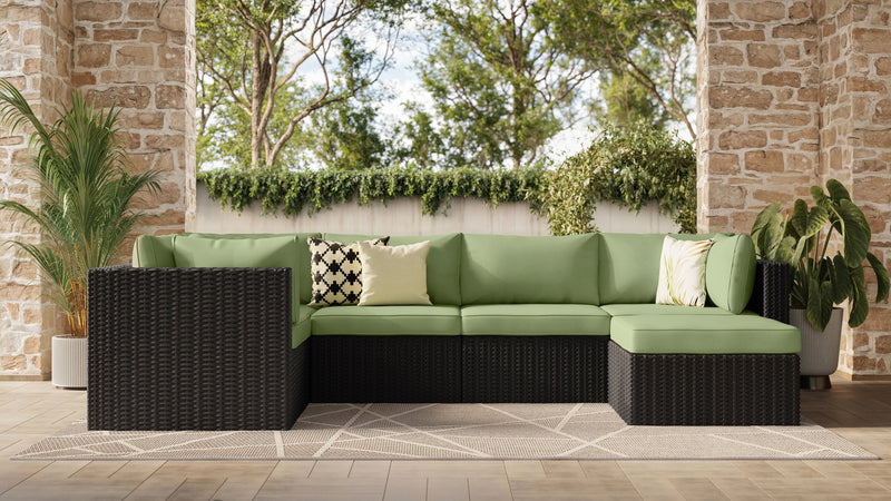 Barbados 6-Piece Patio Set with Ottoman – Green 