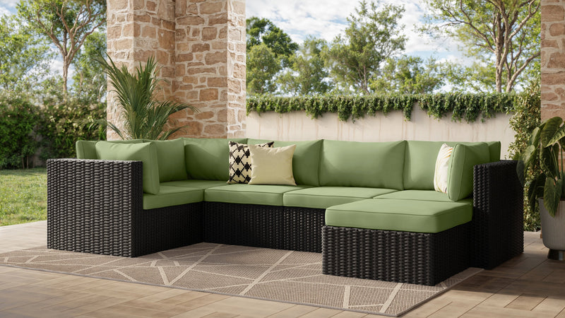 Barbados 6-Piece Patio Set with Ottoman – Green 