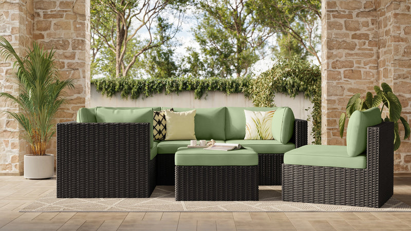 Barbados 6-Piece Patio Set with Ottoman – Green 