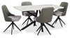 Bari 5pc Dining Set with Table & 4 Grey Swivel Chairs, Marble-Look Ceramic Top, Metal, 63\"W 