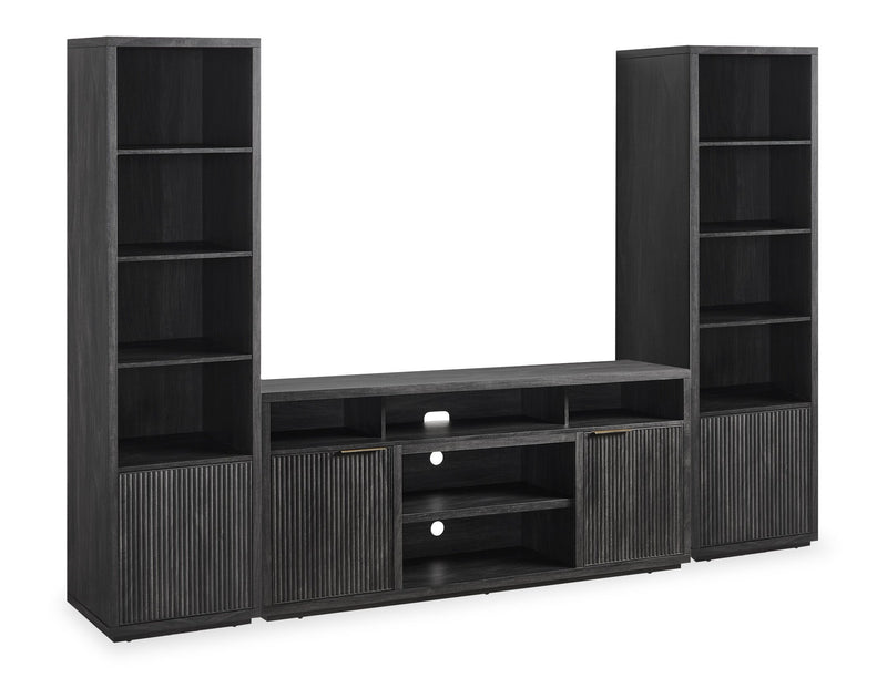 Brenner 104\" 3 Piece Entertainment Center with Storage for TVs Up To 60\" – Charcoal 